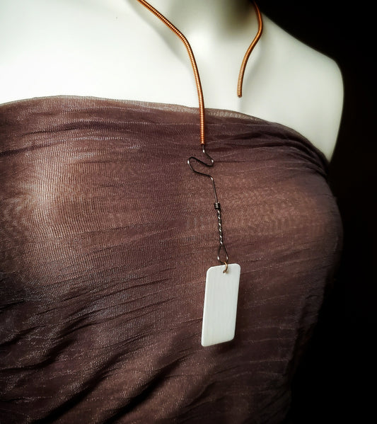 Copper Piano String and Ivory Piano Key Statement Necklace