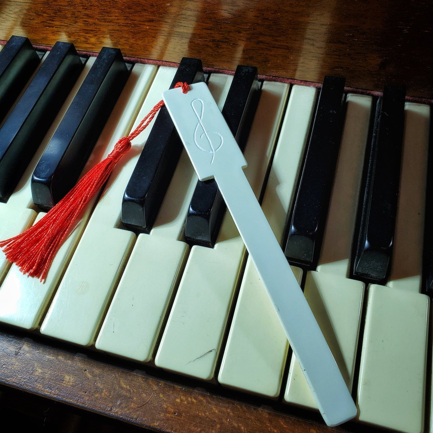 Upcycled White Piano Key Topper Bookmark