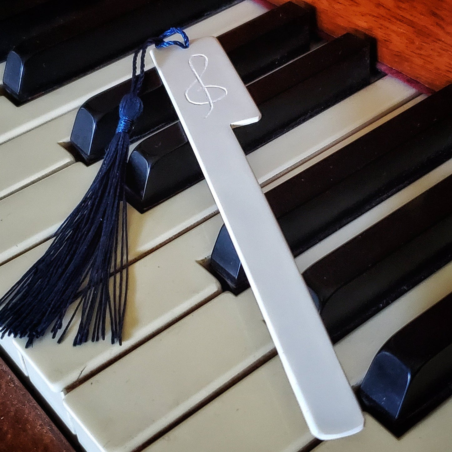 Upcycled White Piano Key Topper Bookmark