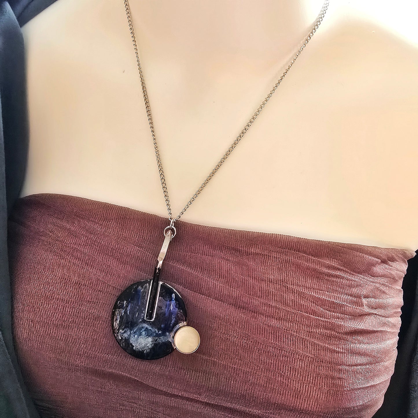 Moon Reflection Saxophone Key Necklace