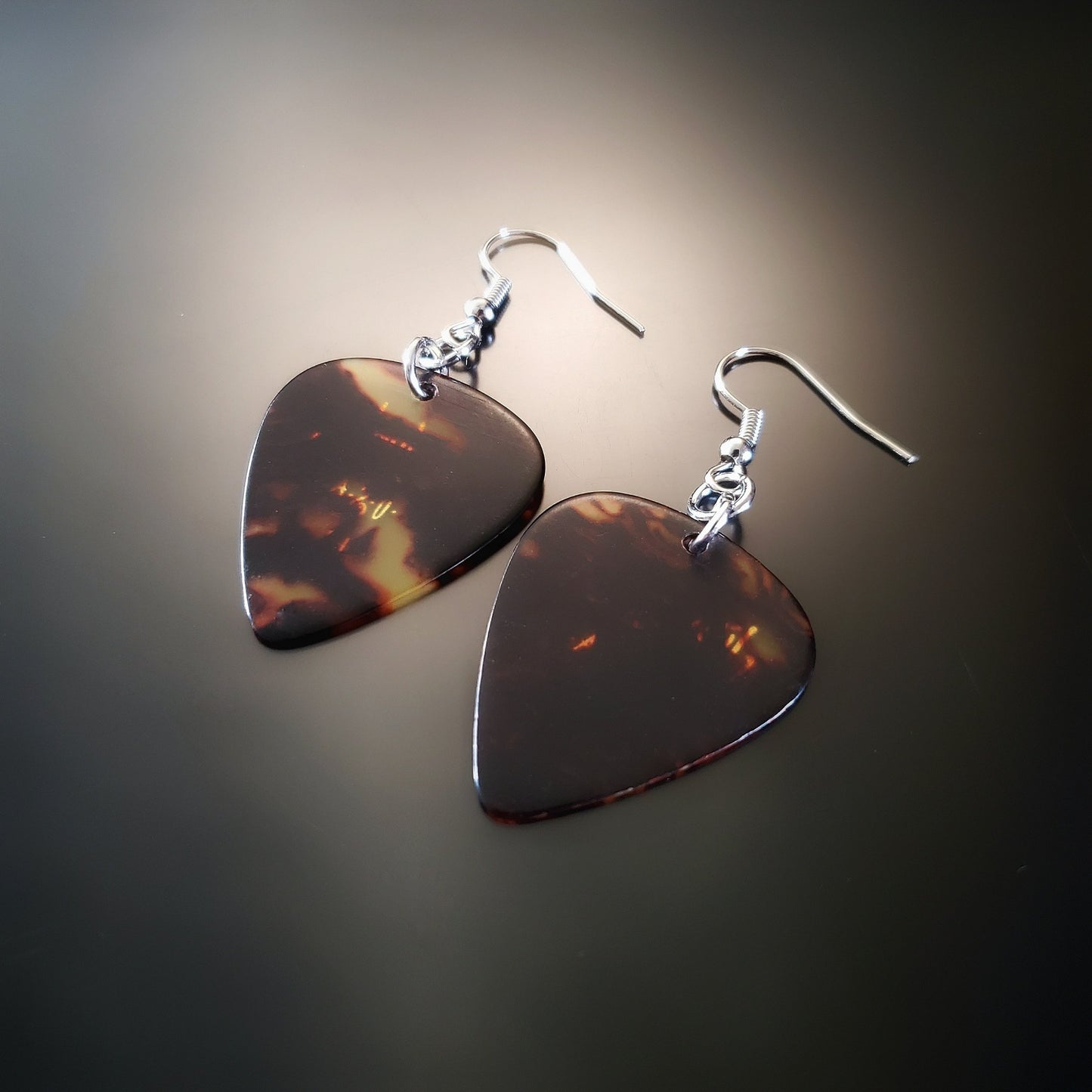 earrings bracelet made from beautiful turtle shell brown guitar picks