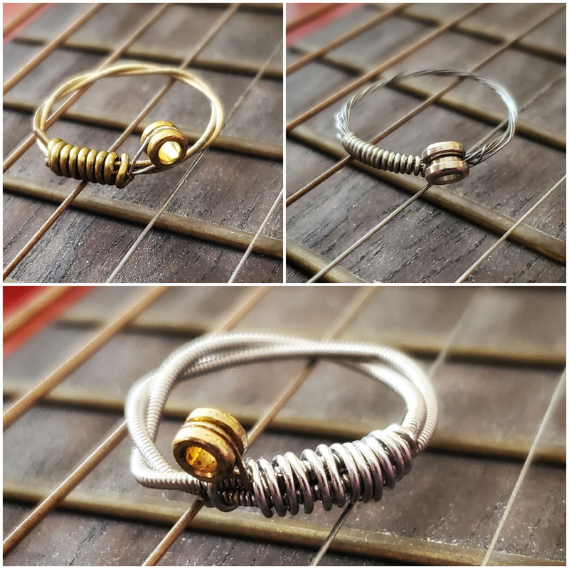 Guitar String Rings Gold and Silver Rings Upcycled from Genuine Guitar Strings