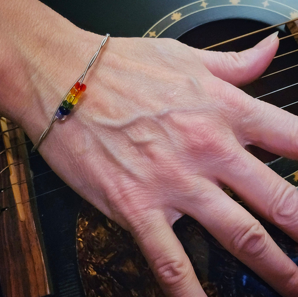 LGBTQ+ Pride Guitar String Bangle Bracelet