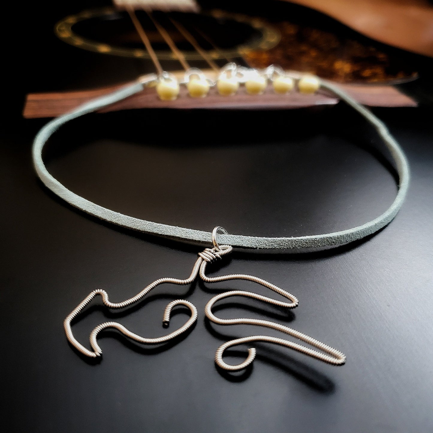 Dragon Head Upcycled Guitar String Necklace