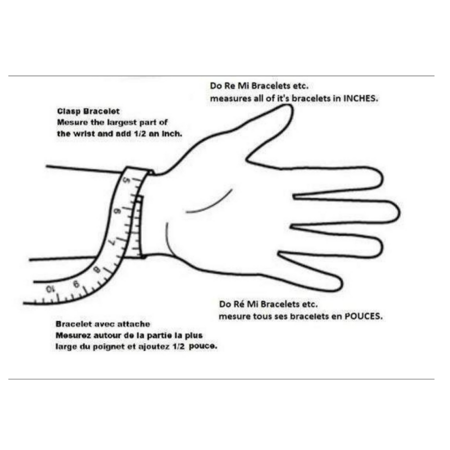 black image and writing on a black background - hand with a tape measure on the wrist with instructions on how to measure