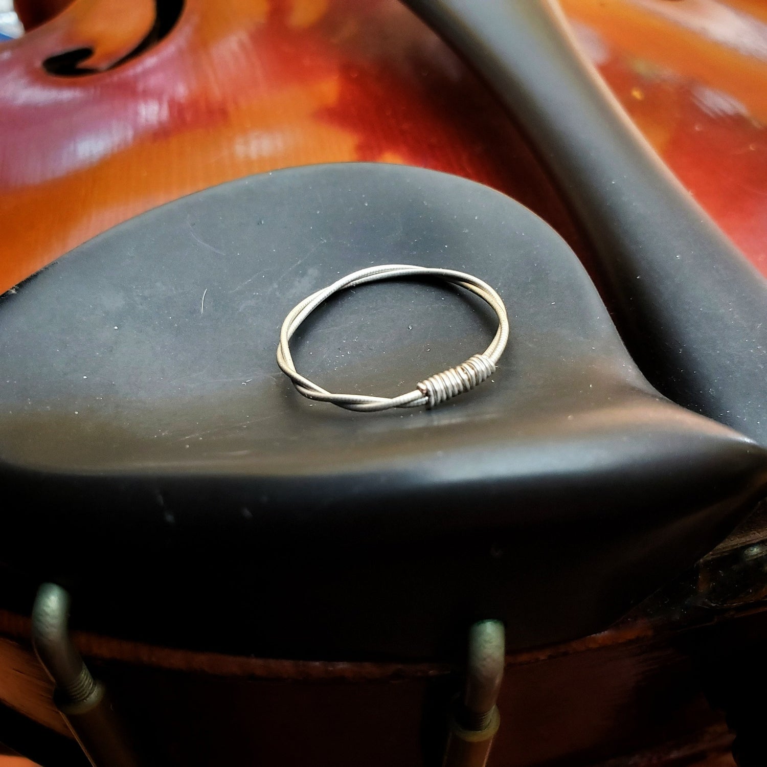 silver violin string ring