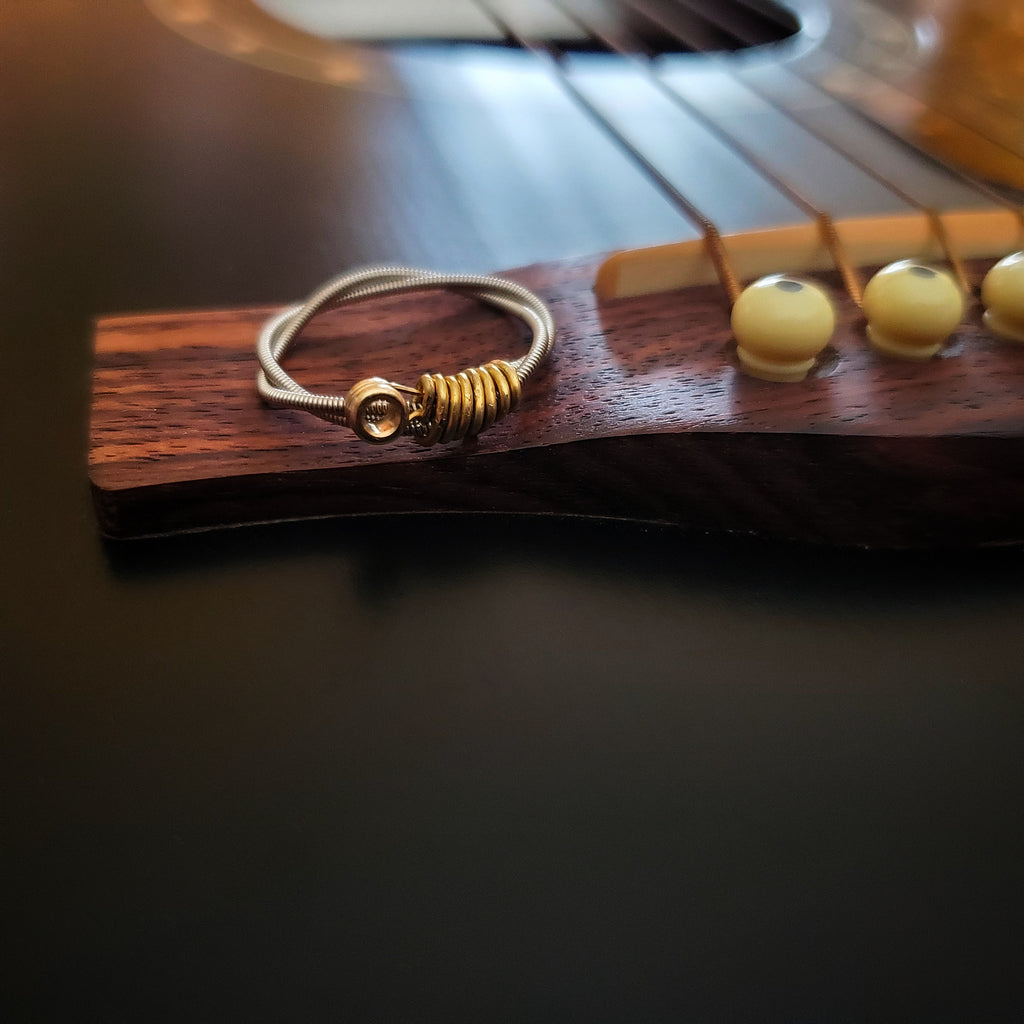 Gold Ballend Silver Guitar String Ring