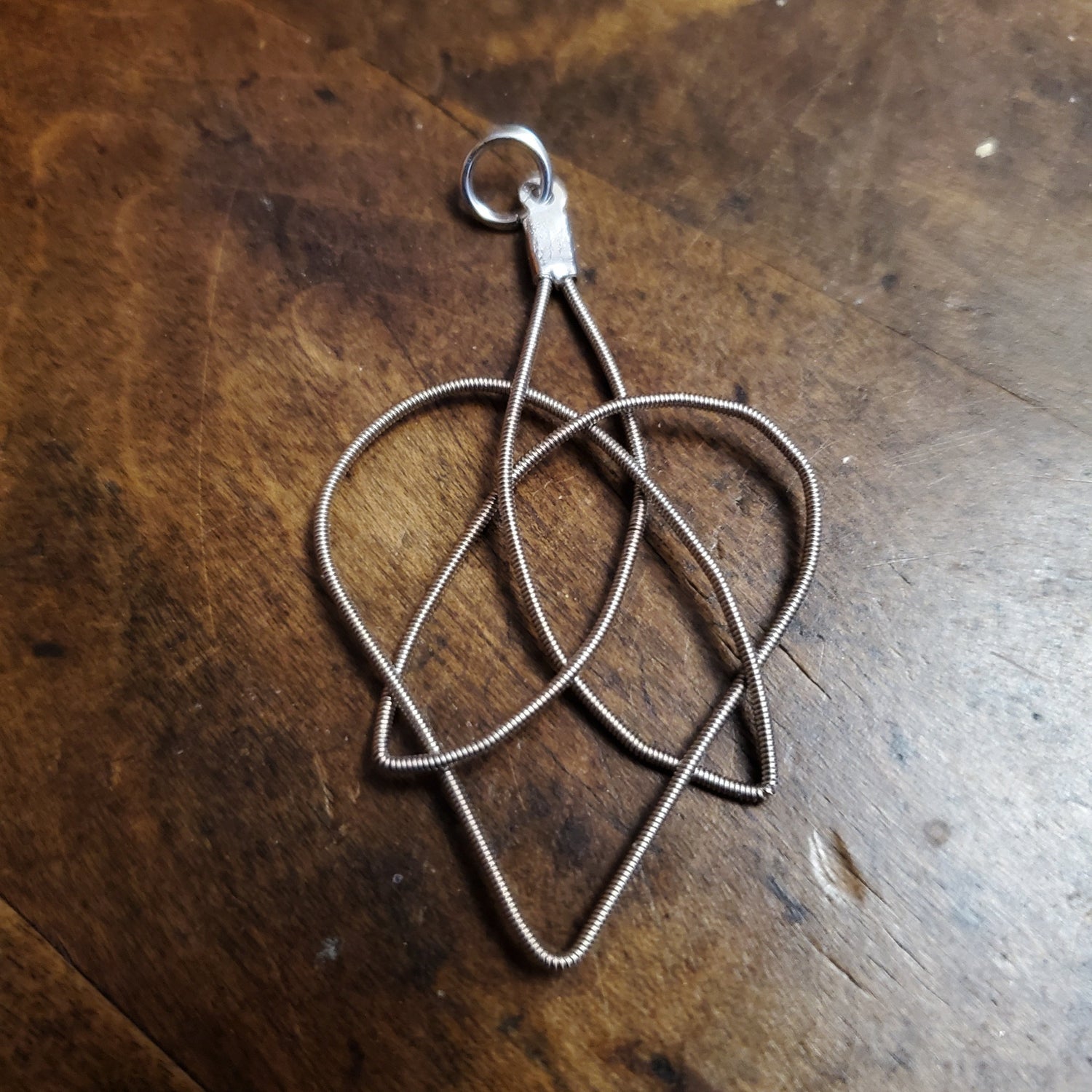 Celtic Heart and Triquetra Knot Guitar String Pendant