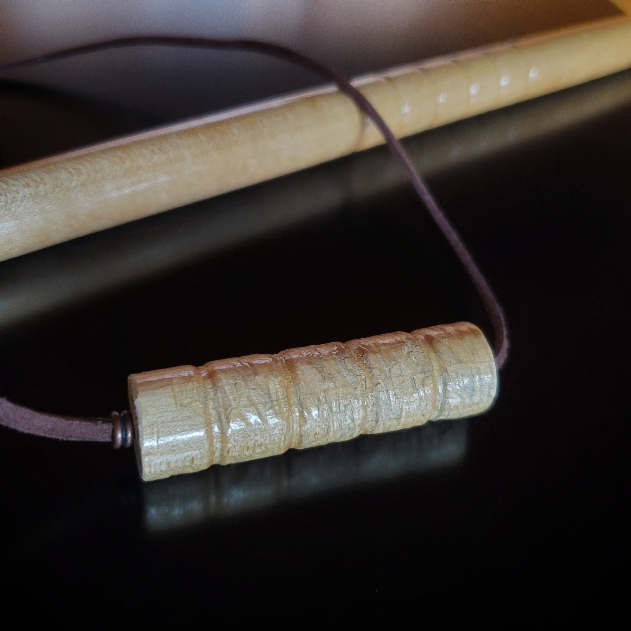 Upcycled Groove Drumstick and Brown Suede Necklace