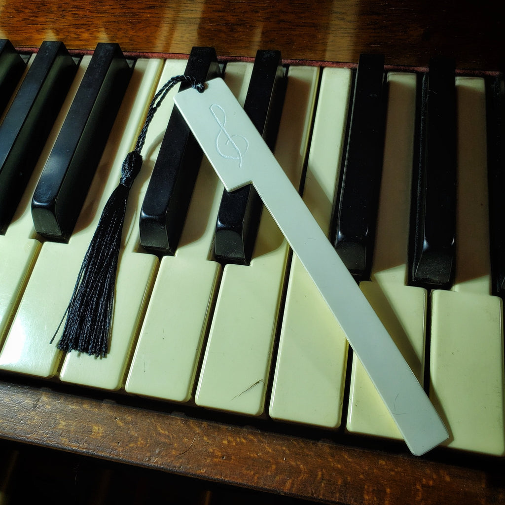 Upcycled White Piano Key Topper Bookmark