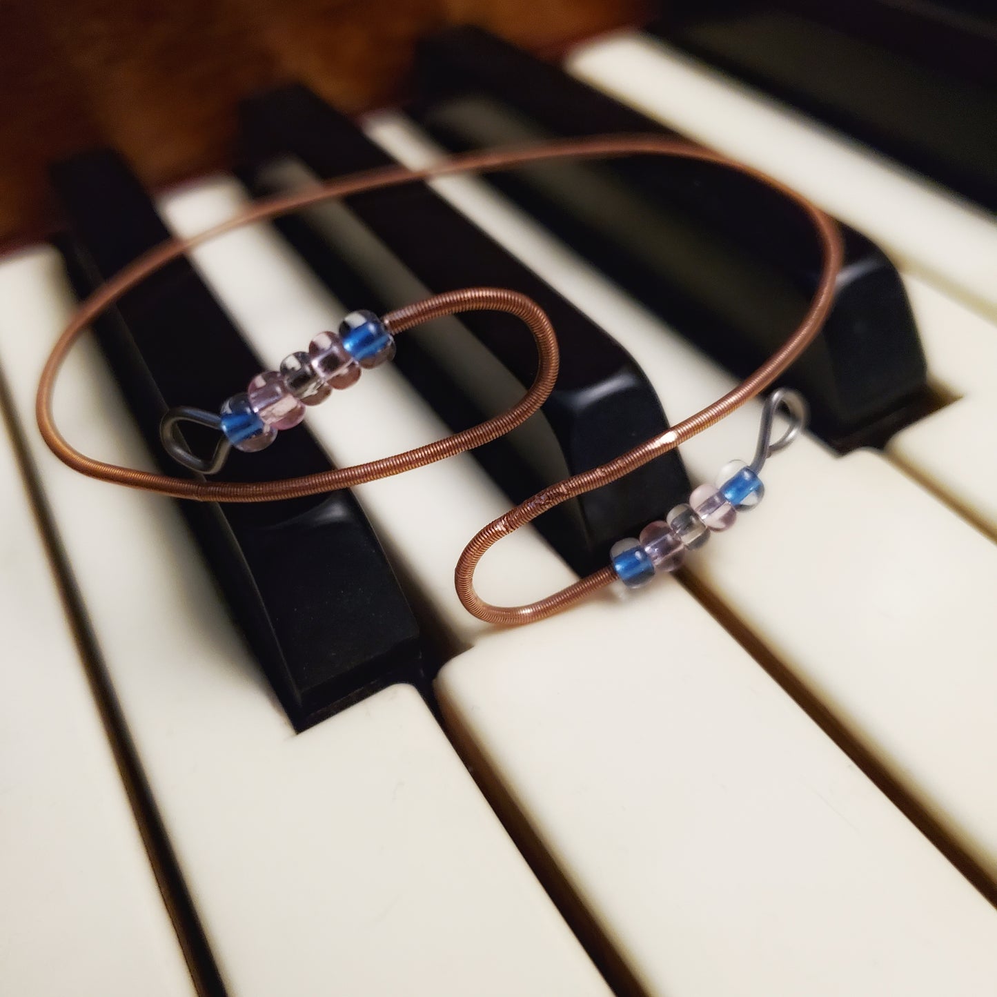 Piano String Trans Pride Cuff Style Bracelet