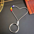 LGBTQ Pride Heart Shaped Keyring on Black Guitar