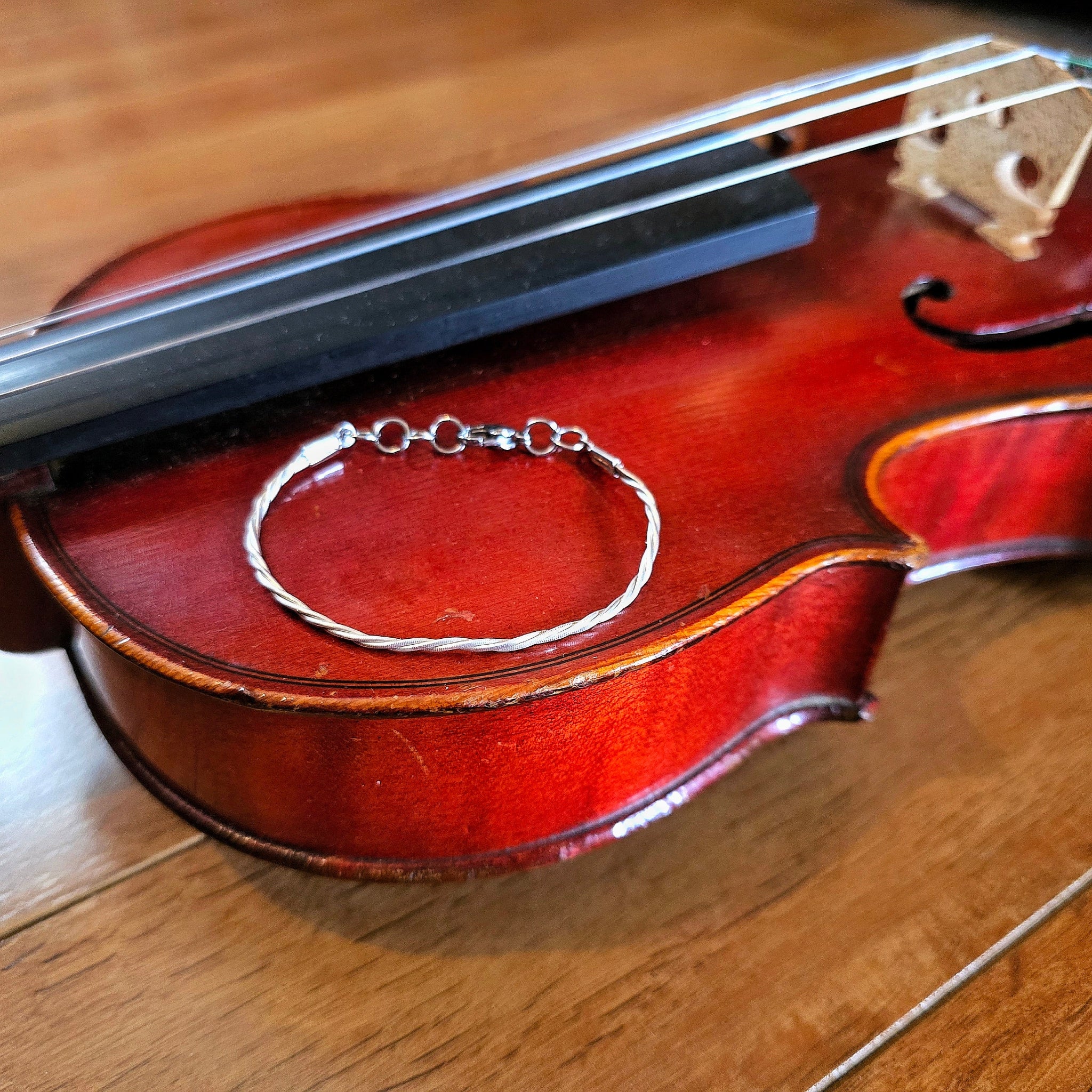 Violin String Bracelet on Violin Body