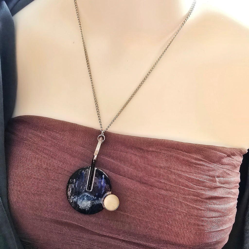 Collier de clé de saxophone reflet de lune