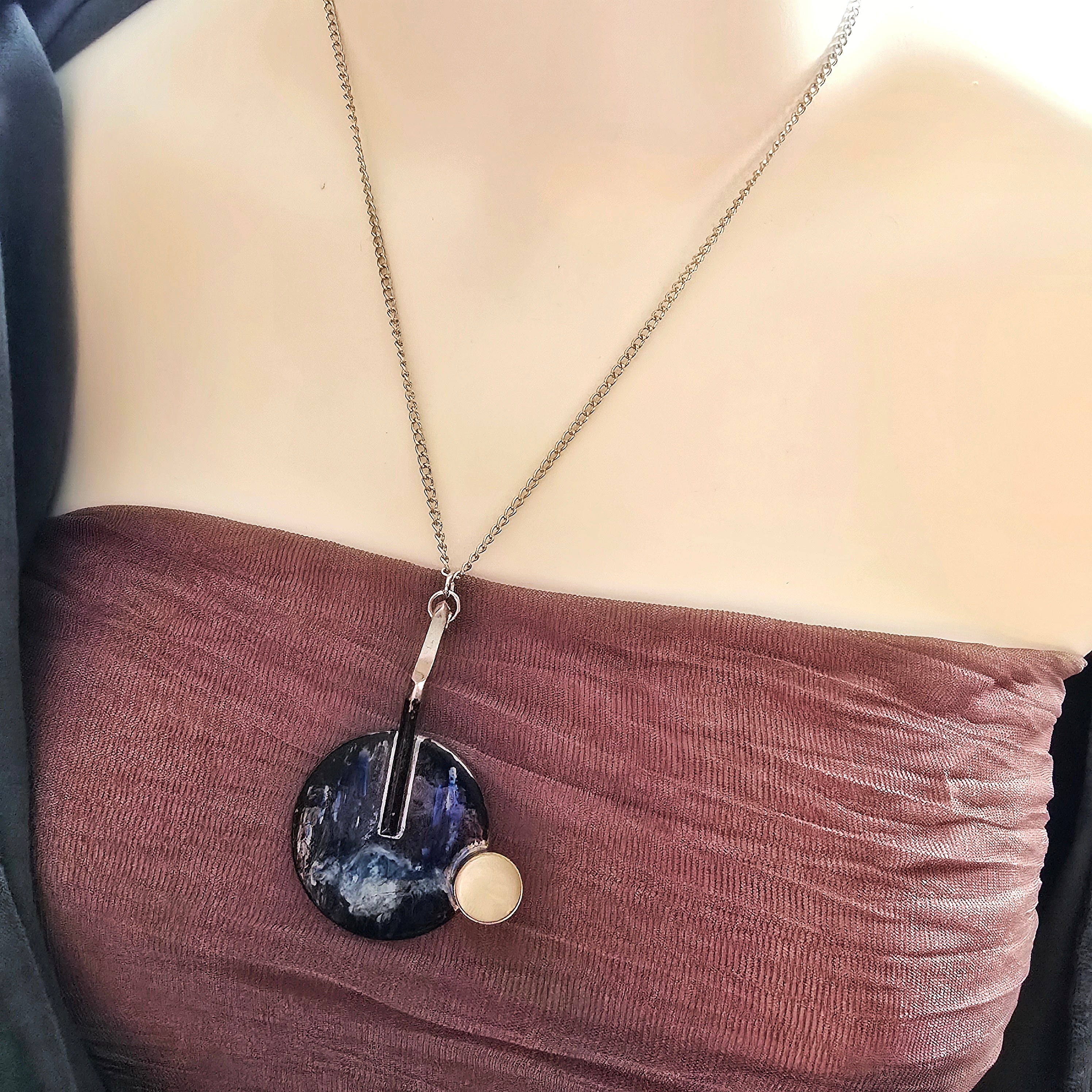 Collier de clé de saxophone reflet de lune