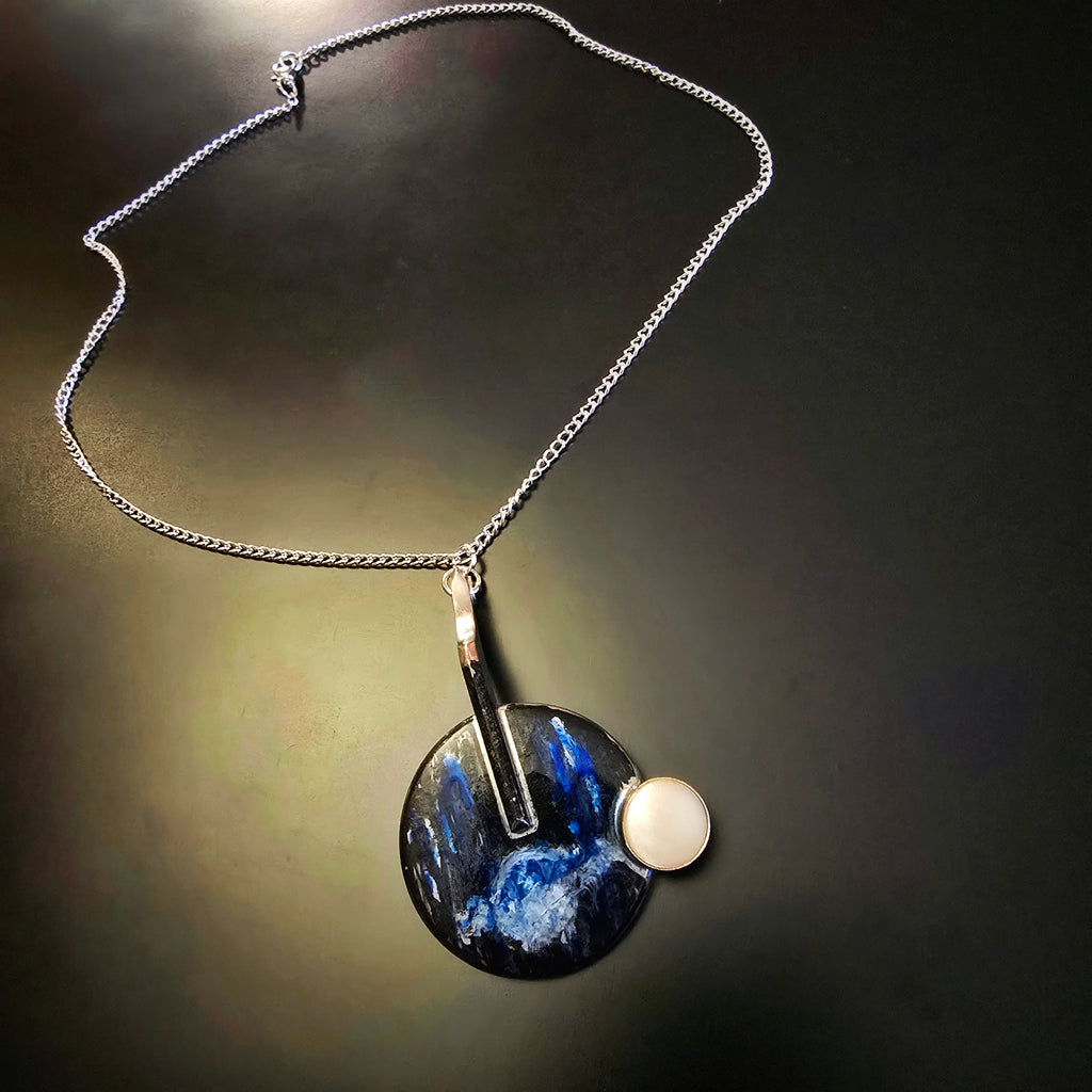 Collier de clé de saxophone reflet de lune