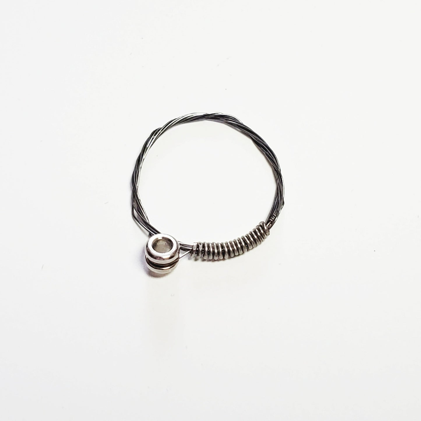 Simple Silver Guitar String Ring with Ballend