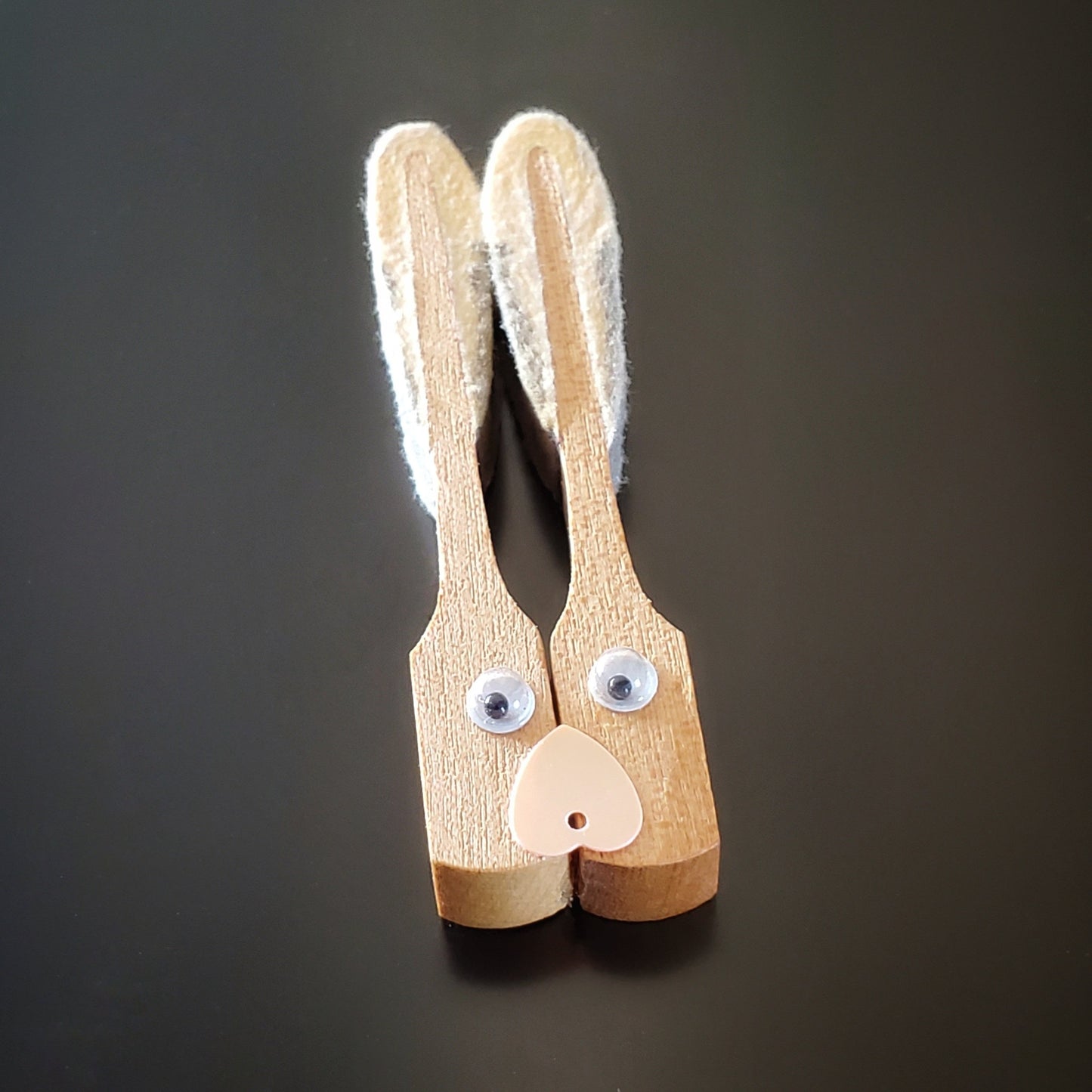 magnet in the shape of a bunny's head - made from 2 upcycled piano hammers