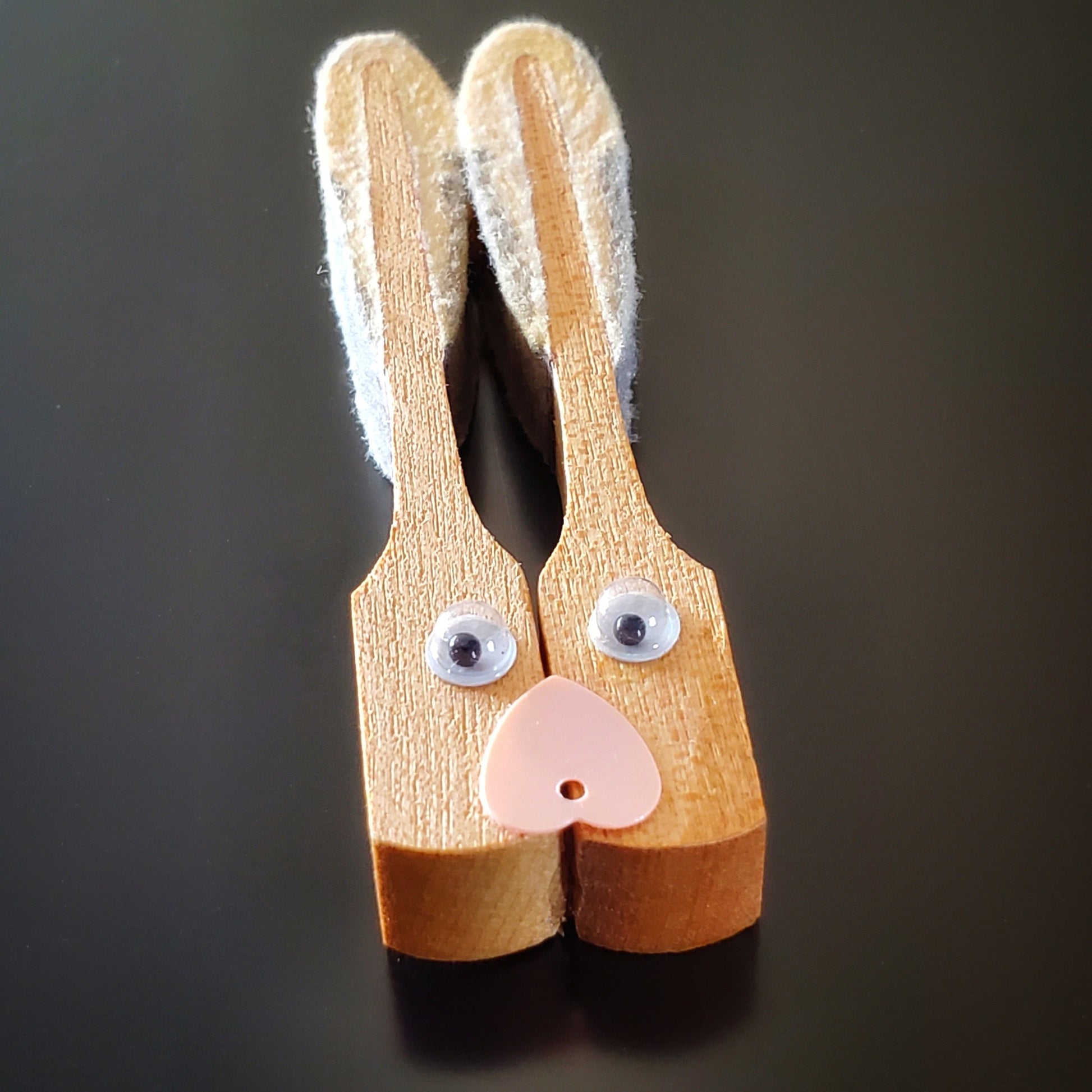 magnet in the shape of a bunny's head - made from 2 upcycled piano hammers
