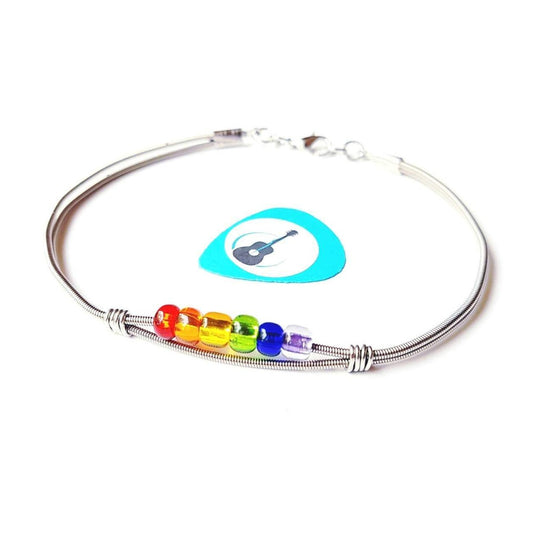 LGBTQ Pride Guitar String Rainbow Unisex Clasp Bracelet